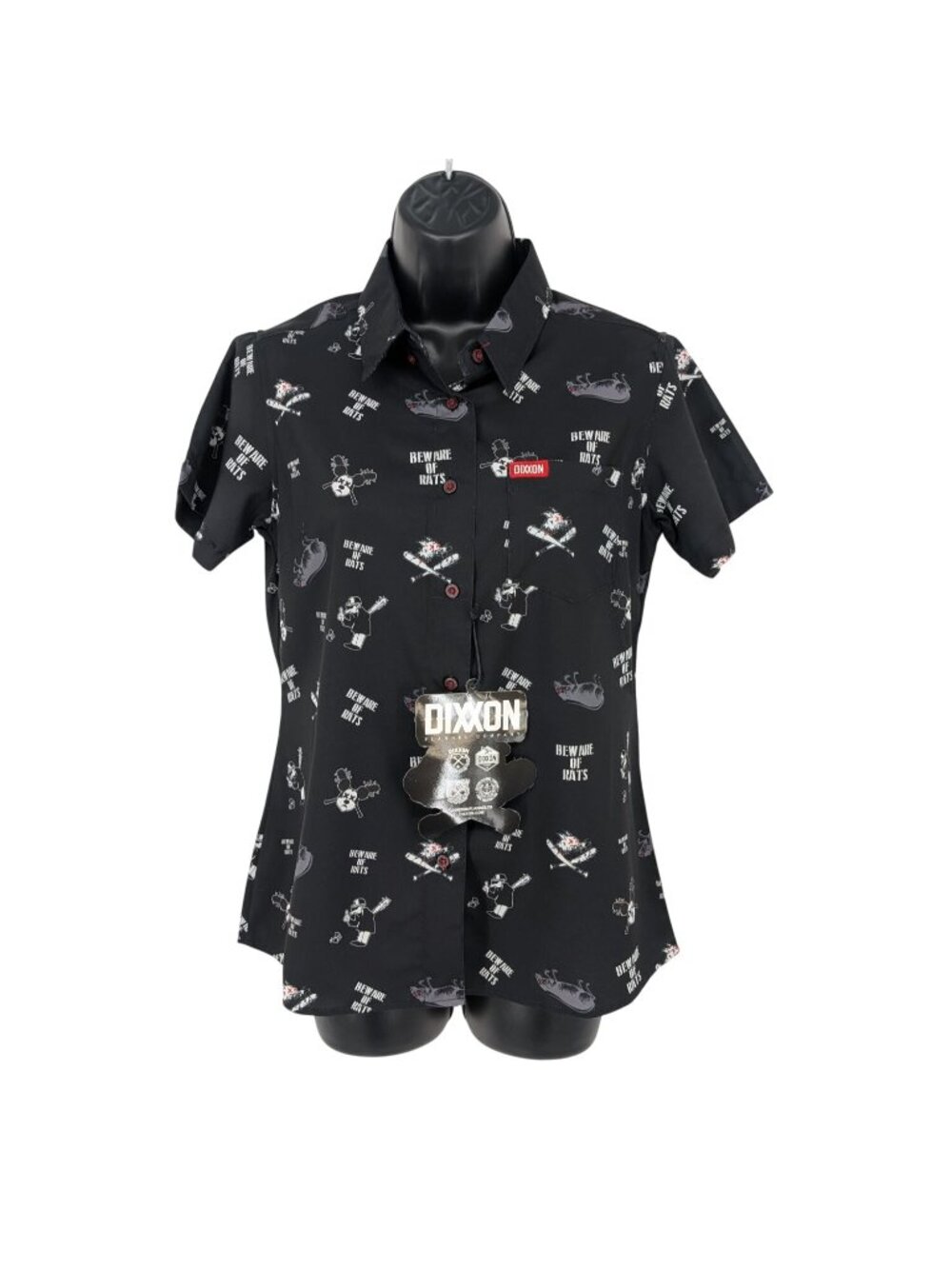 Dixxon Beware of Rats Graphic Button Up Shirt Goth Punk Rock Alt‎ Grunge Small